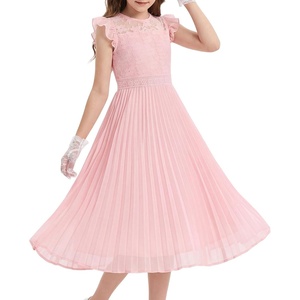 GRACE KARIN Flower Girl Dress Lace Bridesmaid Wedding Guest Formal Dresses(Light Pink)