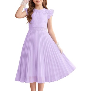 GRACE KARIN Flower Girl Dress Lace Bridesmaid Wedding Guest Formal Dresses(Light Purple)