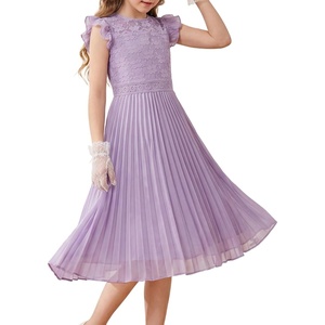 GRACE KARIN Flower Girl Dress Lace Bridesmaid Wedding Guest Formal Dresses(Purple)