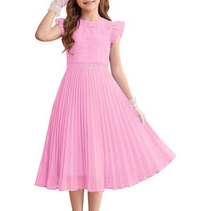 GRACE KARIN Flower Girl Dress Lace Bridesmaid Wedding Guest Formal Dresses(Rose Pink)