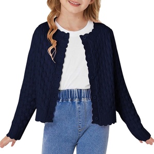 GRACE KARIN Girls Cardigan Button Down Knit Sweater 6-12Y(Navy Blue)
