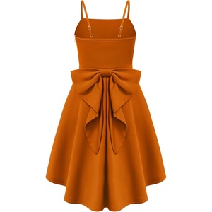 GRACE KARIN Girls Dress Formal Party High Low Bow Back Teen Tween 7-14Y(Pumpkin Orange)