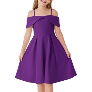 GRACE KARIN Girls Dress Off Shoulder Casual Party Dresses for 6-14 Years(Dark Purple)