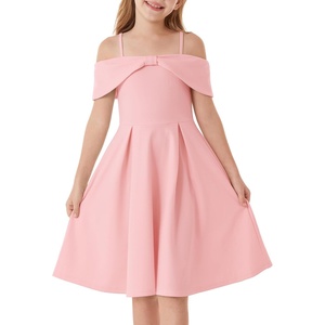 GRACE KARIN Girls Dress Off Shoulder Casual Party Dresses for 6-14 Years(Pink)
