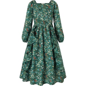 GRACE KARIN Girls Fall Dresses Long Sleeve Maxi Floral Winter Dress 7-14Y(Dark Green Floral)