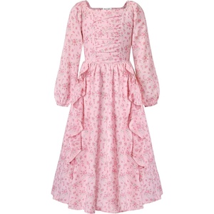 GRACE KARIN Girls Fall Dresses Long Sleeve Maxi Floral Winter Dress 7-14Y(Pink Ditsy Floral)