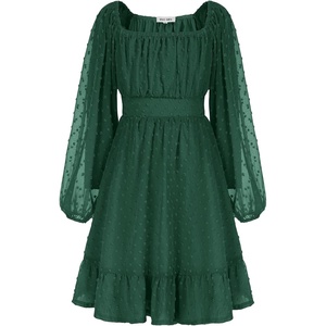 GRACE KARIN Girls Fall Winter Dress Long Sleeve Casual Party Outfit 6-14(Dark Green)