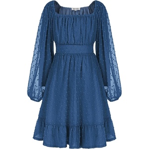GRACE KARIN Girls Fall Winter Dress Long Sleeve Casual Party Outfit 6-14(Deep Blue)