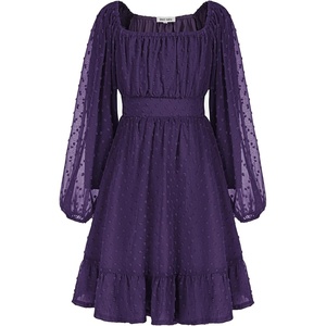 GRACE KARIN Girls Fall Winter Dress Long Sleeve Casual Party Outfit 6-14(Deep Purple)