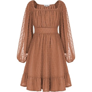 GRACE KARIN Girls Fall Winter Dress Long Sleeve Casual Party Outfit 6-14(Fall Brown)