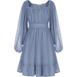 GRACE KARIN Girls Fall Winter Dress Long Sleeve Casual Party Outfit 6-14(Gray Blue)