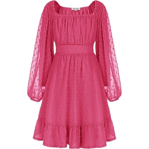 GRACE KARIN Girls Fall Winter Dress Long Sleeve Casual Party Outfit 6-14(Hot Pink)