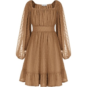 GRACE KARIN Girls Fall Winter Dress Long Sleeve Casual Party Outfit 6-14(Khaki)