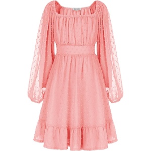 GRACE KARIN Girls Fall Winter Dress Long Sleeve Casual Party Outfit 6-14(Light Pink)