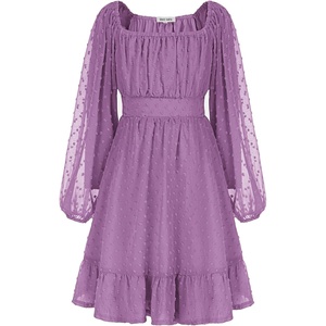 GRACE KARIN Girls Fall Winter Dress Long Sleeve Casual Party Outfit 6-14(Plum)