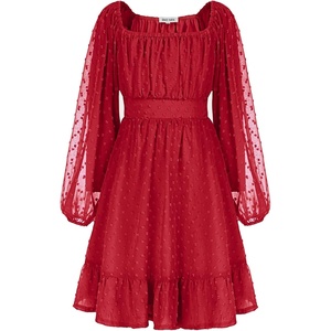 GRACE KARIN Girls Fall Winter Dress Long Sleeve Casual Party Outfit 6-14(Red)