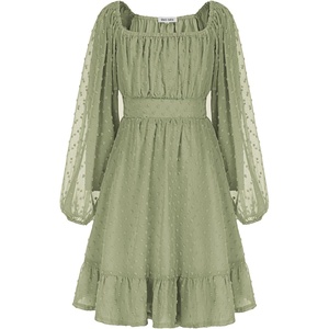 GRACE KARIN Girls Fall Winter Dress Long Sleeve Casual Party Outfit 6-14(Sage Green)
