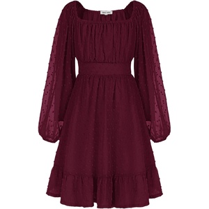 GRACE KARIN Girls Fall Winter Dress Long Sleeve Casual Party Outfit 6-14(Wine)