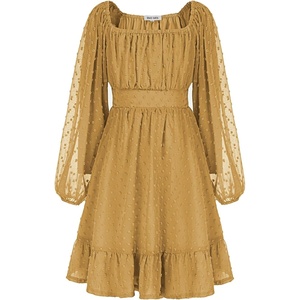 GRACE KARIN Girls Fall Winter Dress Long Sleeve Casual Party Outfit 6-14(Yellow)