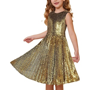 GRACE KARIN Girls Fancy Sparkly Sequin Formal Party Dance Dress 6-14(Black Golden)