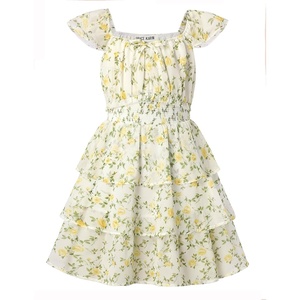 GRACE KARIN Girls Floral Spring Summer Easter Dress Teen Dresses Size 7-16(Fresh Yellow Flowers)