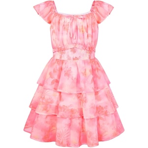 GRACE KARIN Girls Floral Spring Summer Easter Dress Teen Dresses Size 7-16(Gradient Pink Floral)