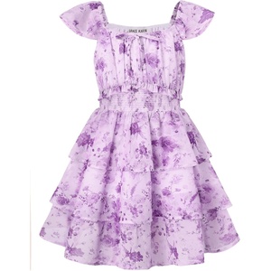 GRACE KARIN Girls Floral Spring Summer Easter Dress Teen Dresses Size 7-16(Purple Ink Tie-dyeing)
