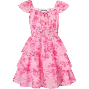 GRACE KARIN Girls Floral Spring Summer Easter Dress Teen Dresses Size 7-16(Romantic Pink Rose)