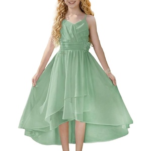 GRACE KARIN Girls Formal Party Chiffon Shirred High Low Dress Size 7-16(Light Green)