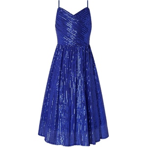 GRACE KARIN Girls Formal Party Sequin Dress Wedding Pageant Gown Dresses(Navy Blue)