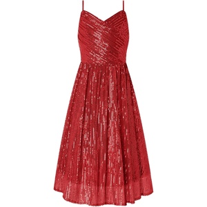 GRACE KARIN Girls Formal Party Sequin Dress Wedding Pageant Gown Dresses(Red)