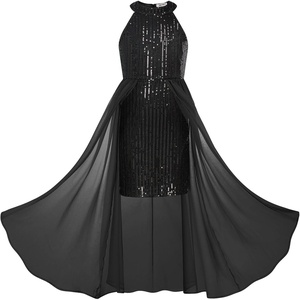 GRACE KARIN Girls Halter Neck Sequin Dress Kids Fancy Formal Party Christmas Sparkly Pageant Birthday Dresses(Black)