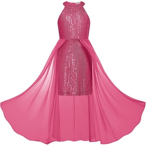 GRACE KARIN Girls Halter Neck Sequin Dress Kids Fancy Formal Party Christmas Sparkly Pageant Birthday Dresses(Hot Pink)