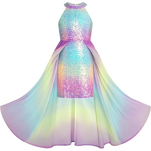 GRACE KARIN Girls Halter Neck Sequin Dress Kids Fancy Formal Party Christmas Sparkly Pageant Birthday Dresses(Rainbow Color)