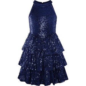 GRACE KARIN Girls Halter Neck Sparkly Sequin Party Formal Fancy Dress 6-14(Royal Blue)