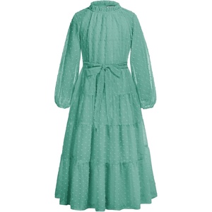 GRACE KARIN Girls Long Sleeve Dress Fall A-line Flowy Maxi Dresses 5-14Y(Celandine Green)