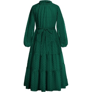 GRACE KARIN Girls Long Sleeve Dress Fall A-line Flowy Maxi Dresses 5-14Y(Dark Green)