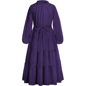 GRACE KARIN Girls Long Sleeve Dress Fall A-line Flowy Maxi Dresses 5-14Y(Dark Purple)