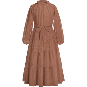 GRACE KARIN Girls Long Sleeve Dress Fall A-line Flowy Maxi Dresses 5-14Y(Khaki)