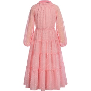 GRACE KARIN Girls Long Sleeve Dress Fall A-line Flowy Maxi Dresses 5-14Y(Pink)