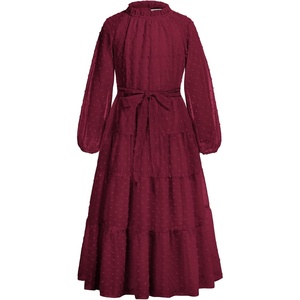 GRACE KARIN Girls Long Sleeve Dress Fall A-line Flowy Maxi Dresses 5-14Y(Wine Red)