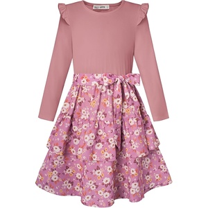 GRACE KARIN Girls Long Sleeve Dress Floral Fall Winter Church Casual 6-12Y(Pink Floral)