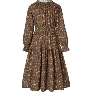 GRACE KARIN Girls Long Sleeve Fall Floral Dresses with Pocket 6-14 Years(Brown)