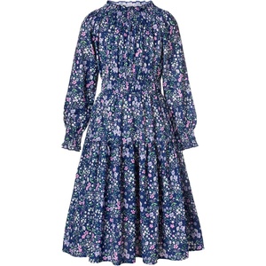 GRACE KARIN Girls Long Sleeve Fall Floral Dresses with Pocket 6-14 Years(Navy Blue)