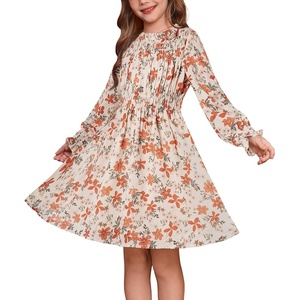 GRACE KARIN Girls Long Sleeve Floral Dress Fall Winter Casual Dresses 6-14Y(Beige Floral)