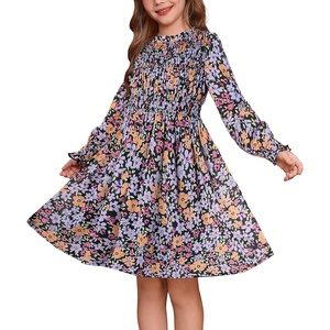 GRACE KARIN Girls Long Sleeve Floral Dress Fall Winter Casual Dresses 6-14Y(Black Floral)