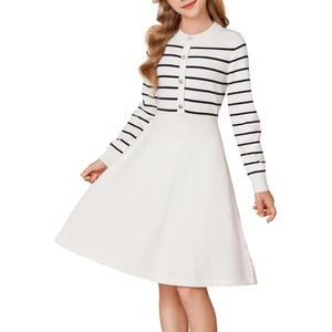 GRACE KARIN Girls Long Sleeve Sweater Knit Winter Fall Dresses for 7-14Y(White)