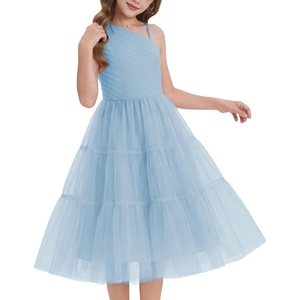 GRACE KARIN Girls Maxi Flower Christmas Formal Party Tulle Prom Dress 7-14(Pale Blue)