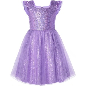 GRACE KARIN Girls Party Sequin Dress Size 6-12Y, Kids Birthday Dance Formal Sparkly Dresses, Wedding Flower Girl Dress(Purple)