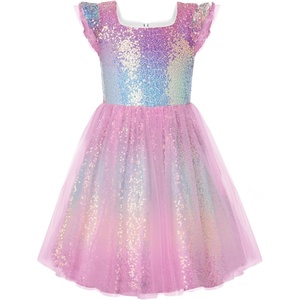 GRACE KARIN Girls Party Sequin Dress Size 6-12Y, Kids Birthday Dance Formal Sparkly Dresses, Wedding Flower Girl Dress(Rainbow)
